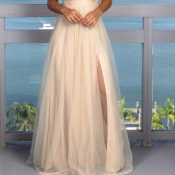 Gold and Ivory Sparkly Formal Gown (BRAND NEW) - Picture 2 of 3